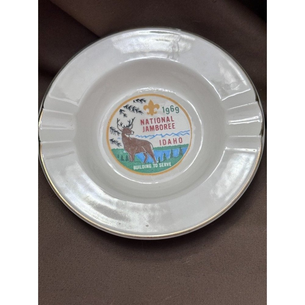 BOY SCOUT 1969 NATIONAL‎ JAMBOREE IDAHO CERAMIC ASHTRAY Vintage